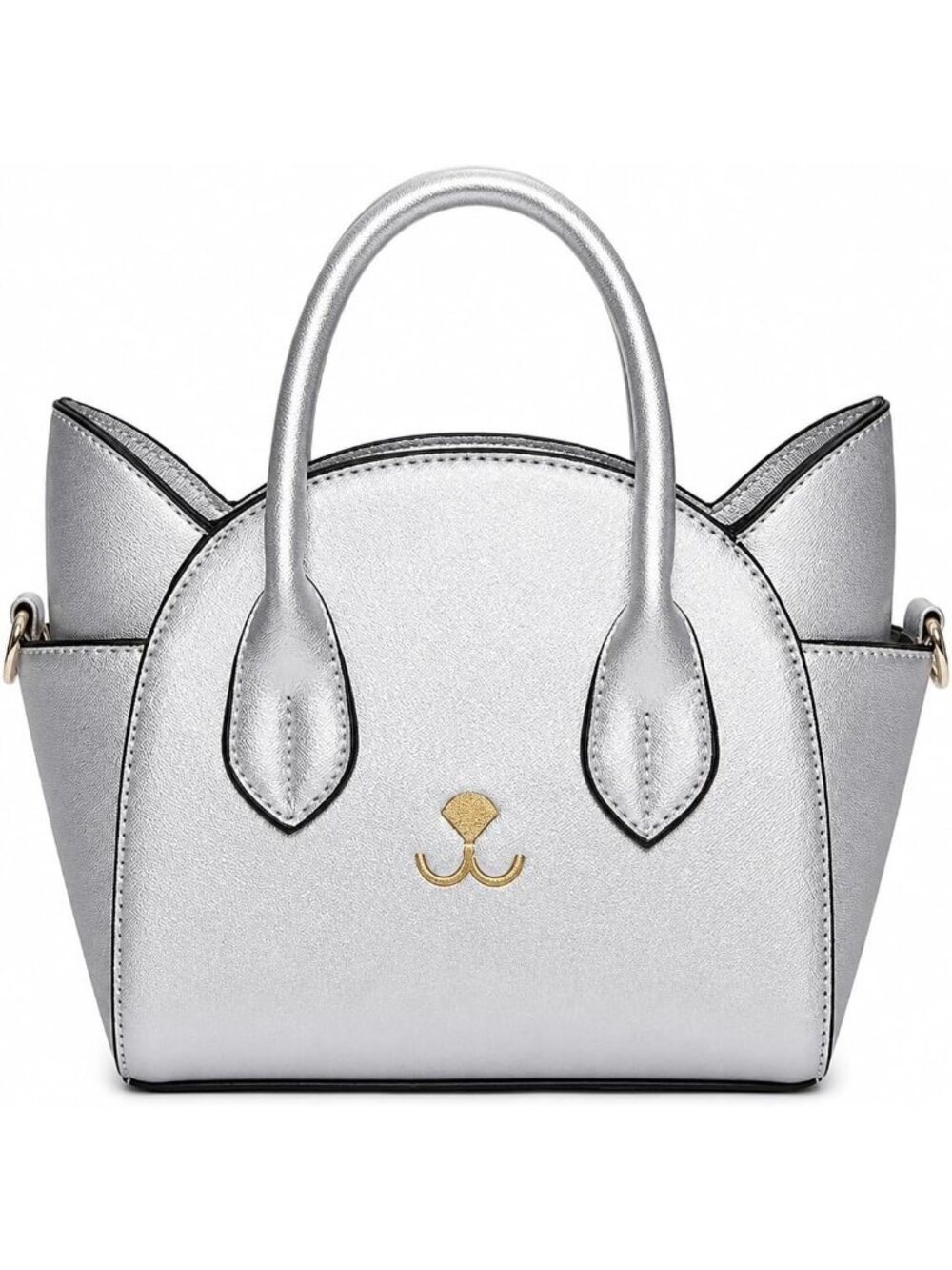 🎃Goth Cat Silver Top Handle Shoulder Bag Leather Gothic Handbag Crossbody Bag